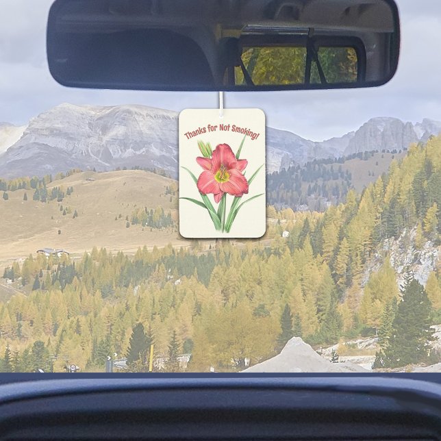 Red Daylily Flower Botanical Art Personalized Air Freshener (Red Daylily Flower Botanical Art Design Customizeable Air Freshener for Car or Home)