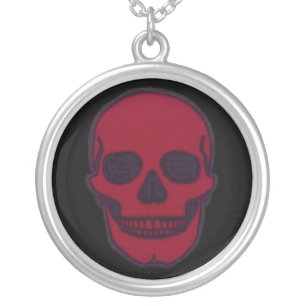 Red Dead Skull Brand Silver Plated Necklace