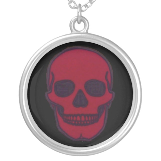Red Dead Skull Brand Silver Plated Necklace (Front)