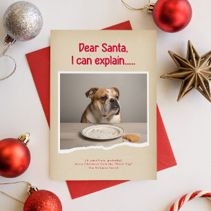 Red Dear Santa I Can Explain Funny Dog Christmas Holiday Card