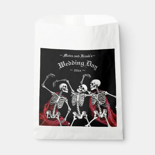 Red Death Dancing Skeletons Gothic Wedding Favor Bag (Front)