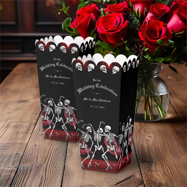 Red Death Dancing Skeletons Gothic Wedding Favor Boxes (Creator Uploaded)