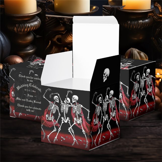 Red Death Dancing Skeletons Gothic Wedding Favor Boxes (Creator Uploaded)