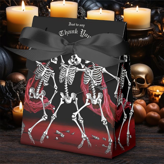 Red Death Dancing Skeletons Gothic Wedding Favor Boxes (Creator Uploaded)