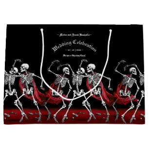 Red Death Dancing Skeletons Gothic Wedding Large Gift Bag