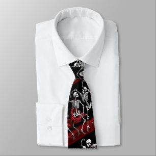 Red Death Dancing Skeletons Gothic Wedding Neck Tie