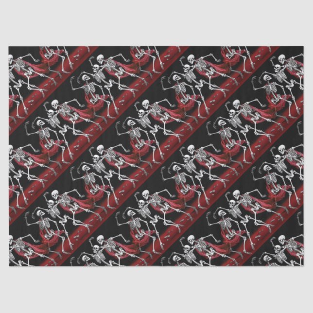 Red Death Dancing Skeletons Gothic Wedding Tissue Paper (Front)