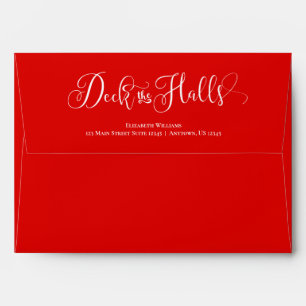 Red Deck The Halls Christmas Envelope