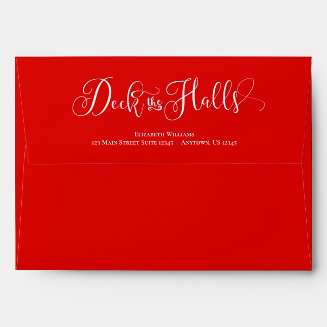 Red Deck The Halls Christmas Envelope (Back (Top Flap))