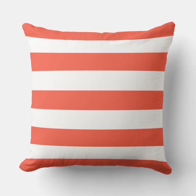 Red Deckchair Stripes Outdoor Pillow (Front)