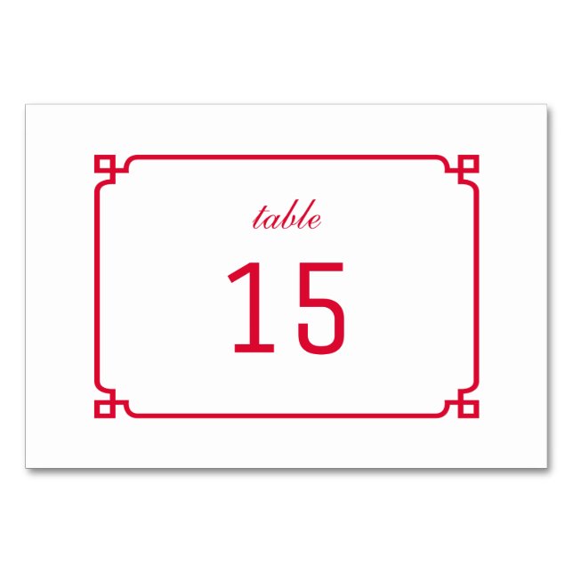 Red Deco Chic Table Card (Front)