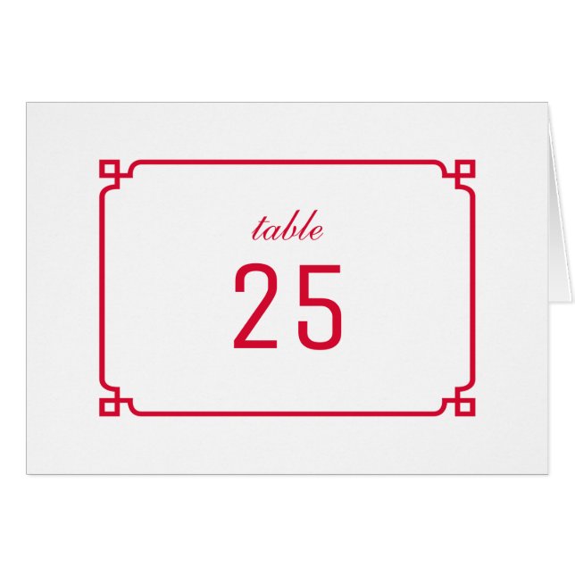 Red Deco Chic Table Number (Front Horizontal)