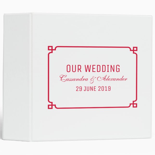 Red Deco Chic Wedding 3 Ring Binder (Front/Spine)