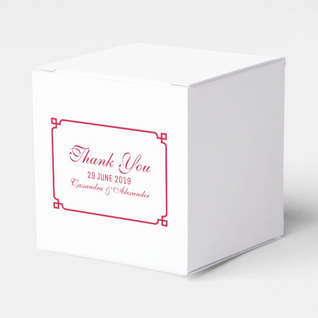 Red Deco Chic Wedding Favor Boxes (Front Side)