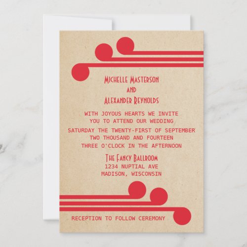 Red Deco Chic Wedding Invite