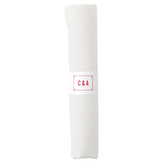 Red Deco Chic Wedding Napkin Bands (Front)
