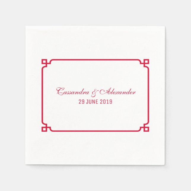 Red Deco Chic Wedding Napkins (Front)