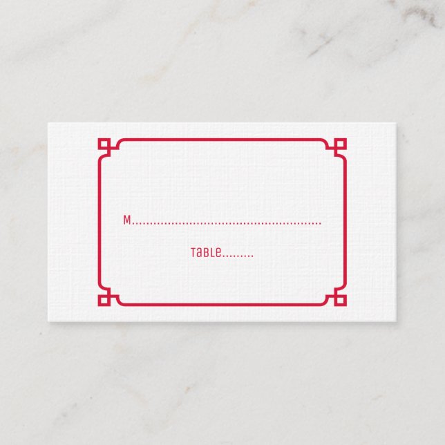Red Deco Chic Wedding Place Cards (Front)