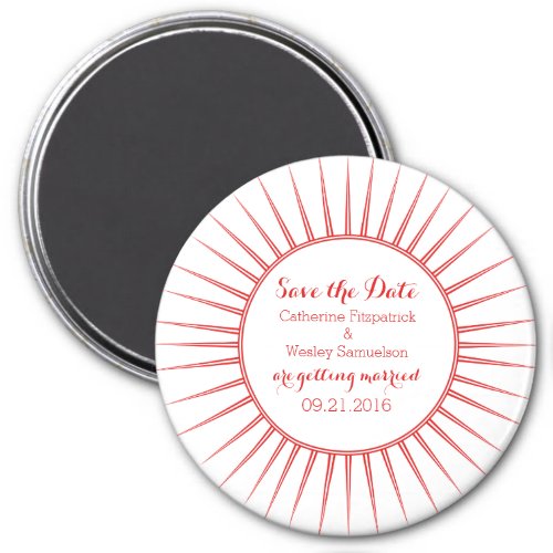 Red Deco Retro Save the Date Magnet