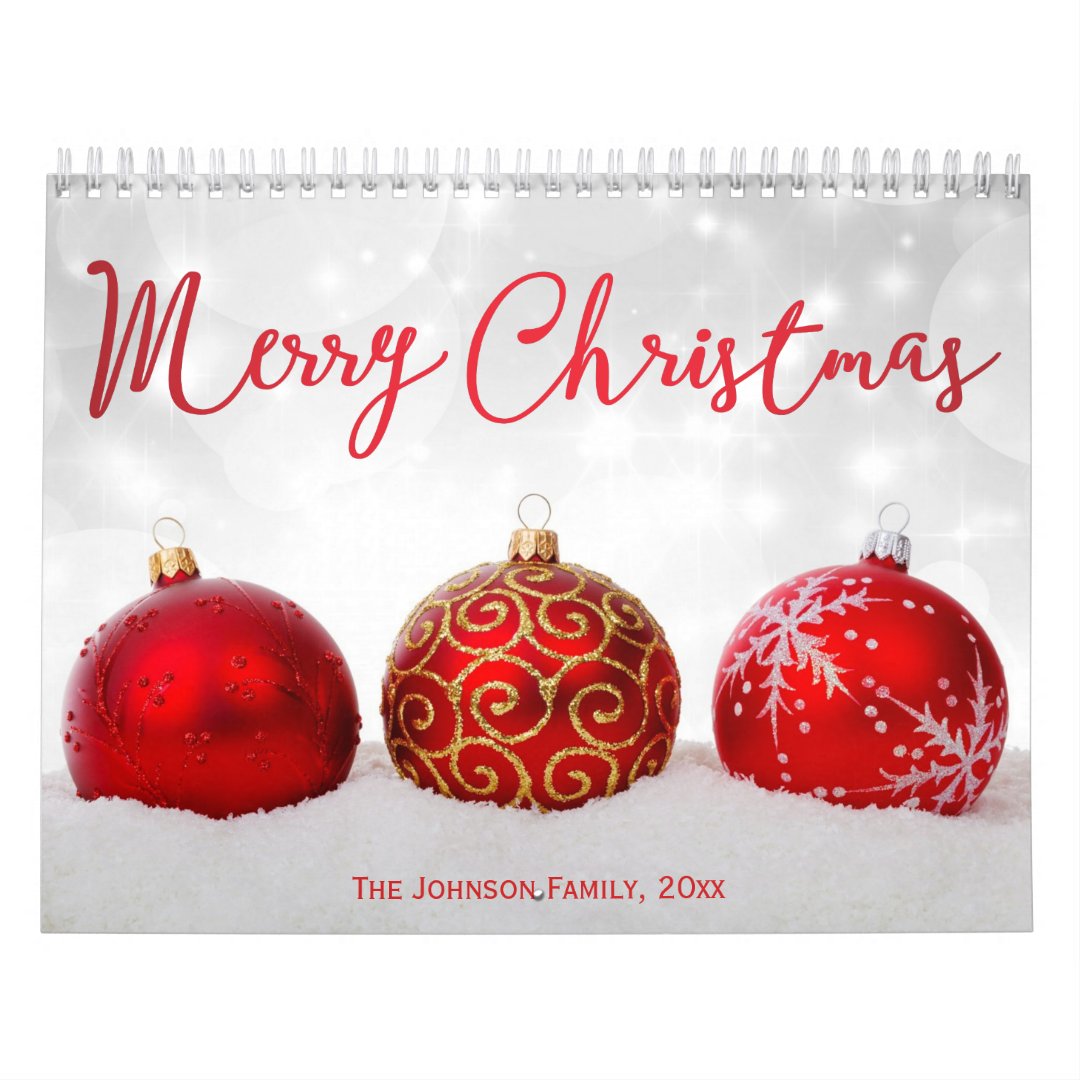 Red Decor Merry Christmas Photo Calendar Zazzle