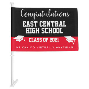 Red Decorate Car Graduation Parade Graduation Car Flag