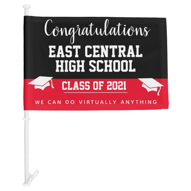Red Decorate Car Graduation Parade Graduation Car Flag (Front)