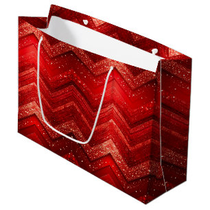 Red Decorative Christmas Glitter Holiday Gift Bag