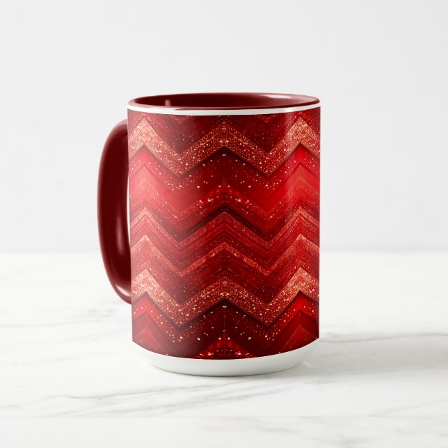 Red Decorative Christmas Glitter Holiday Mug (Front Left)
