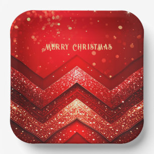 Red Decorative Christmas Holiday Paper Plate