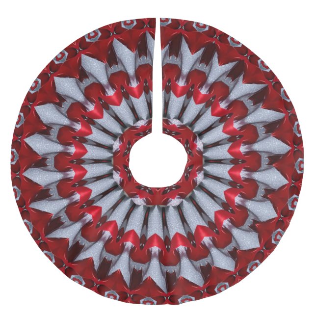 Red Decorative Christmas Tree Skirt (Front)