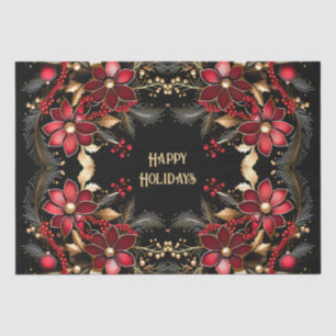 Red Decorative Flowers Holiday Tissue Paper