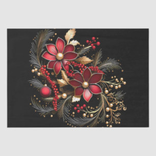 Red Decorative Flowers Holiday Tissue Paper