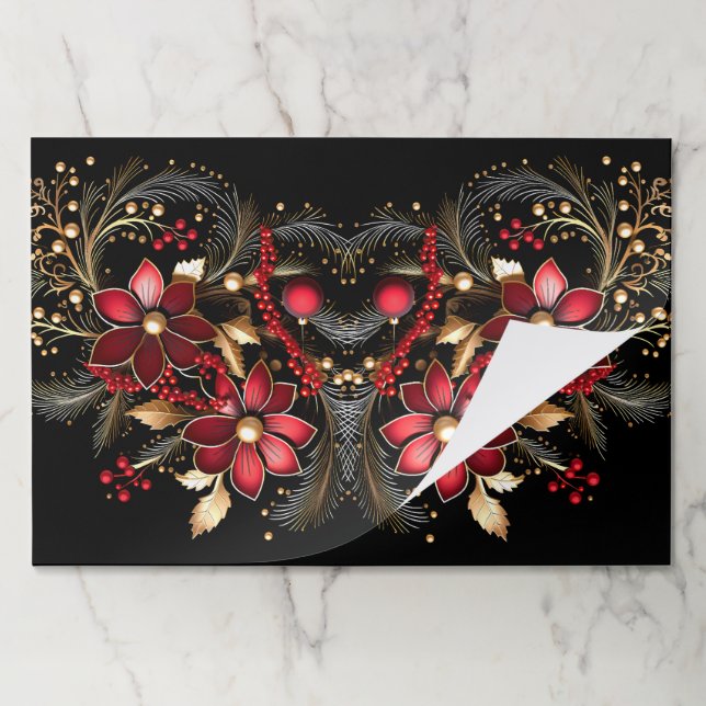 Red Decorative Flowers Tearaway Placemat (Folded)