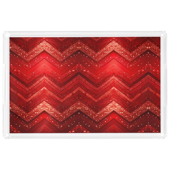 Red Decorative Glitter Acrylic Vanity Tray (Front)