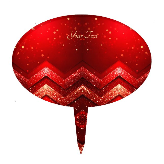 Red Decorative Glitter Cake Topper (Front)