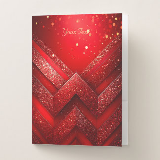 Red Decorative Glitter Pocket Folder