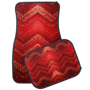 Red Decorative Glitter Set of Car Mats