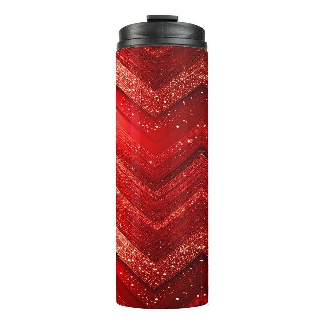 Red Decorative Glitter Thermal Tumbler (Front)