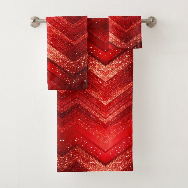 Red Decorative Glitter Towel Set (Insitu)