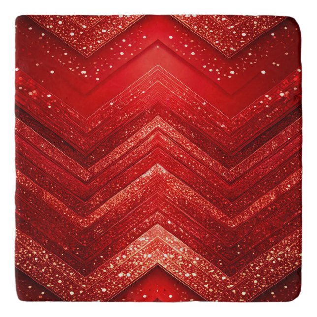 Red Decorative Glitter Trivet (Front)