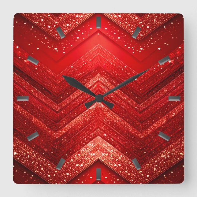Red Decorative Glitter Wall Clock (Front)
