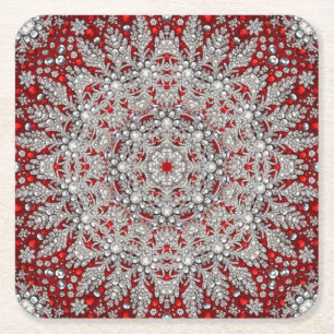 Red Decorative Holiday Paper Coaster