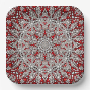 Red Decorative Holiday Paper Plate
