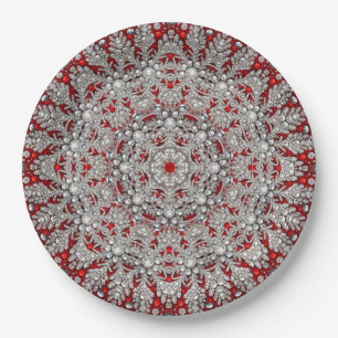 Red Decorative Holiday Paper Plate