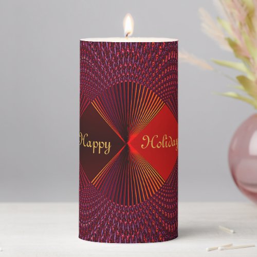 Red Decorative Holiday Pillar Candle