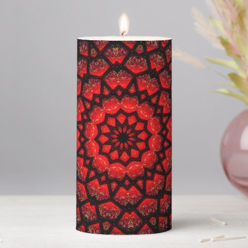 Red Decorative Holiday Pillar Candle