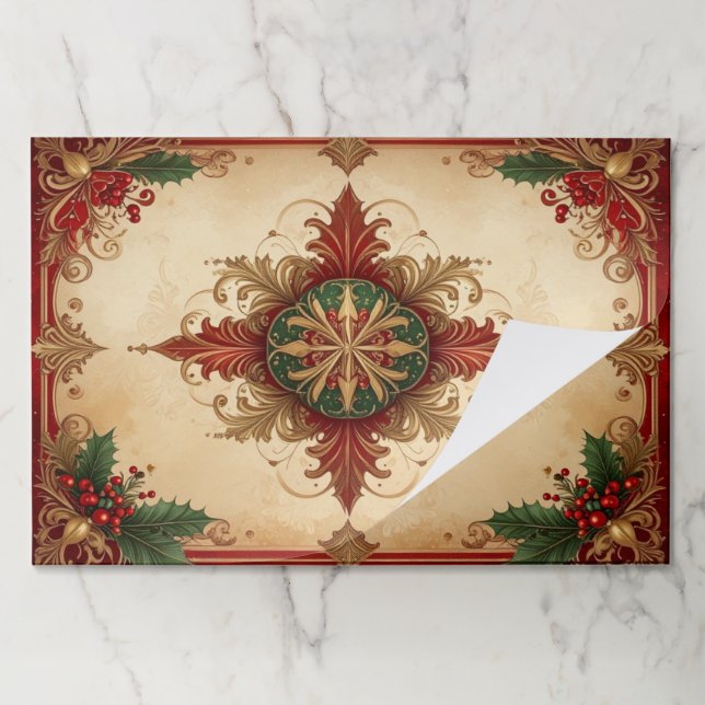 Red Decorative Holiday Tearaway Placemat (Folded)