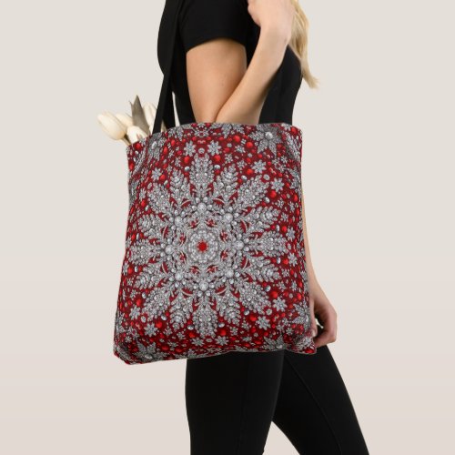 Red Decorative Holiday Tote Bag