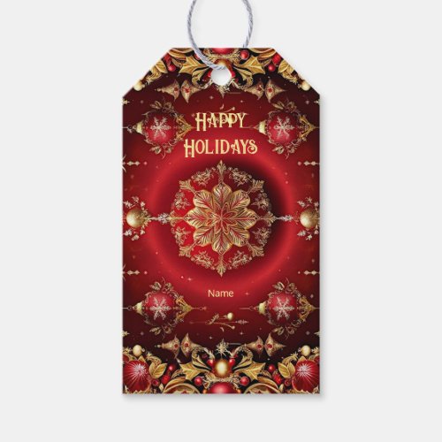 Red Decorative Ornaments Holiday Gift Tag