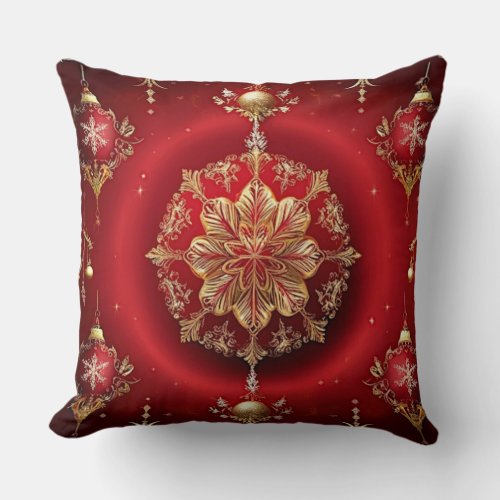 Red Decorative Ornaments Holiday Throw Pillow